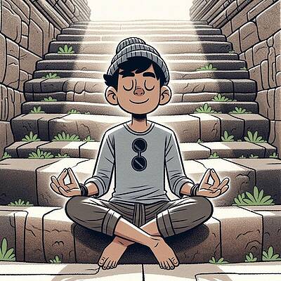 Meditating boy