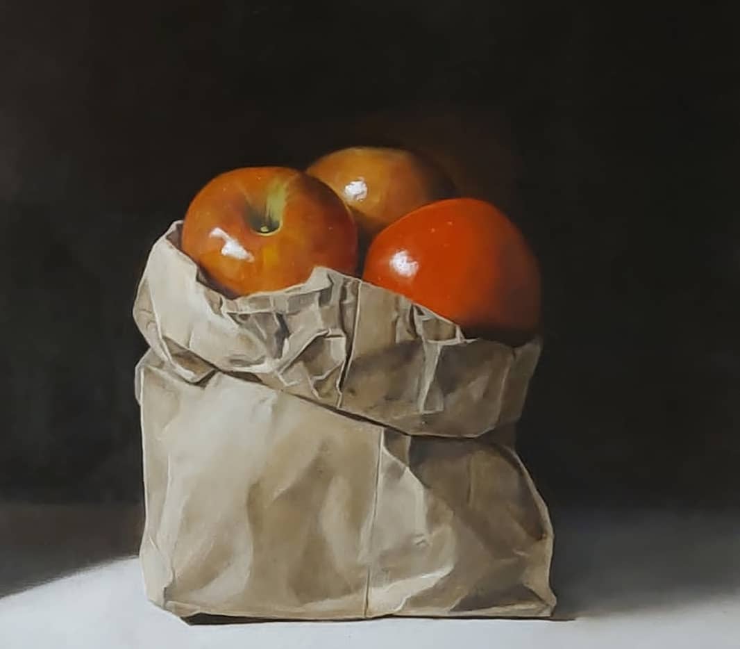 Still life with Apples in a Paper Bag