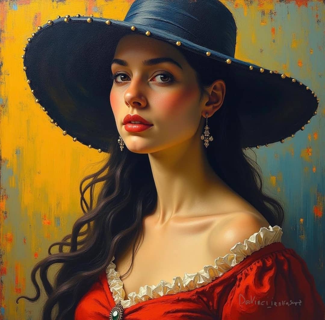 A young woman in a vintage-styled hat